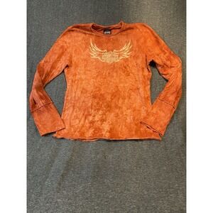 Harley Davidson Motorcycles 2005 Red Tie Dye Long Sleeve Crew Neck T-Shirt Sz L